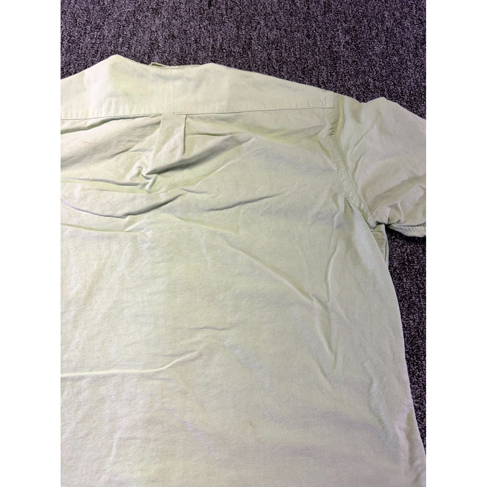 Ralph Lauren Button Down Mens Large Green Short Sleeve Cotton Logo Shirt - Picture 15 of 16
